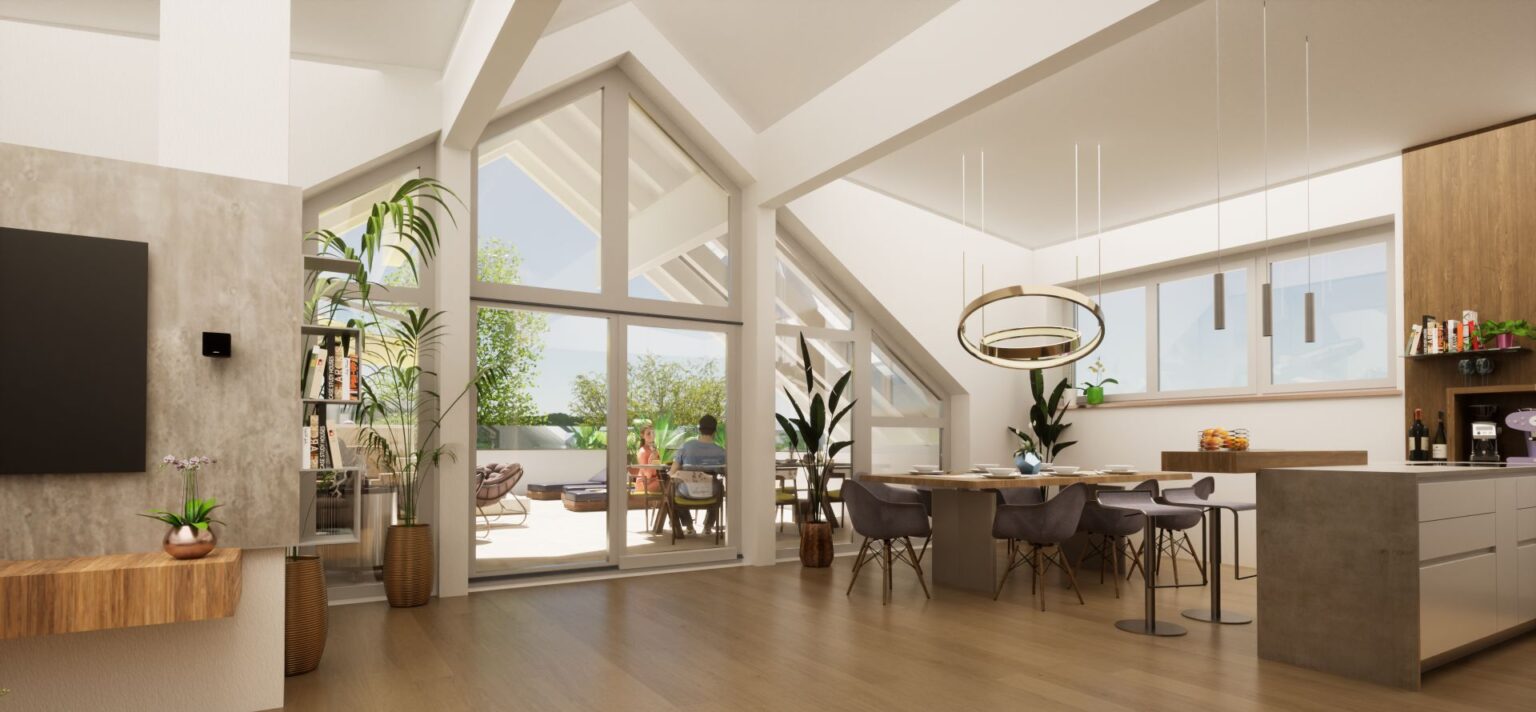 Innenausbau von Dachgeschosswohnung nach Aufstockung