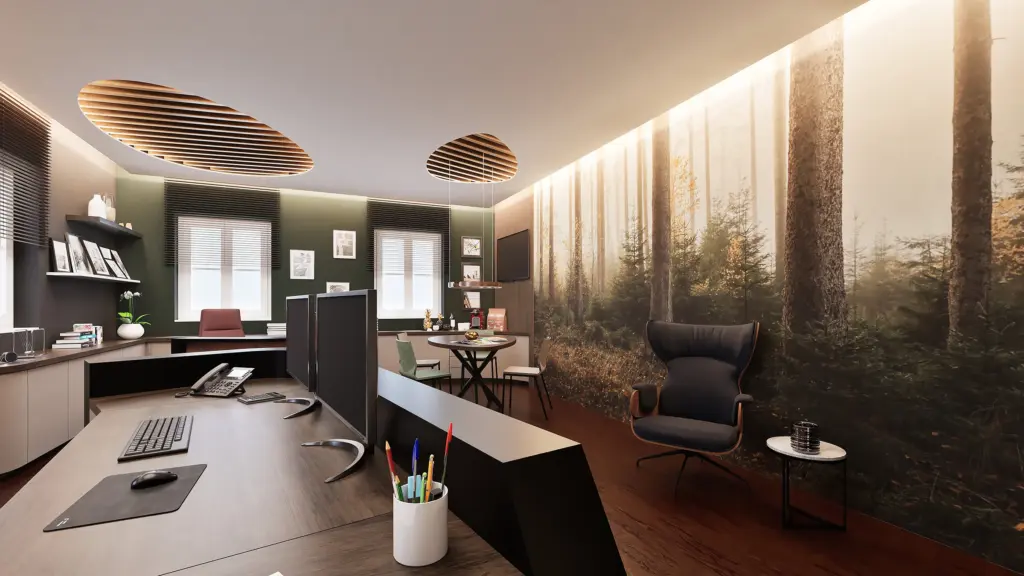 schöner Büro Arbeitsplatz von Scheiter Holzhandwerk