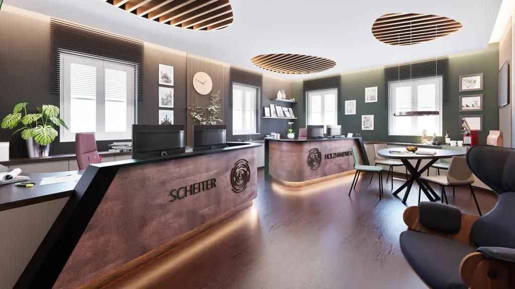 schöner Büro Arbeitsplatz von Scheiter Holzhandwerk