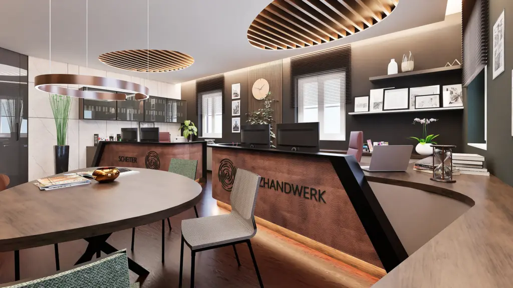 schöner Büro Arbeitsplatz von Scheiter Holzhandwerk