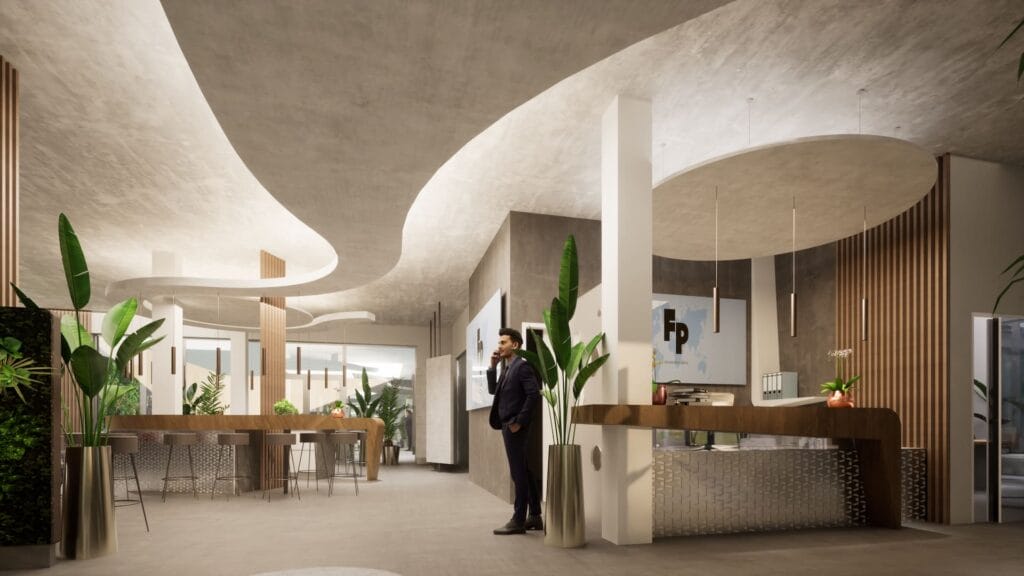 Konzept eines Empfangbereichs mit Begnungszone