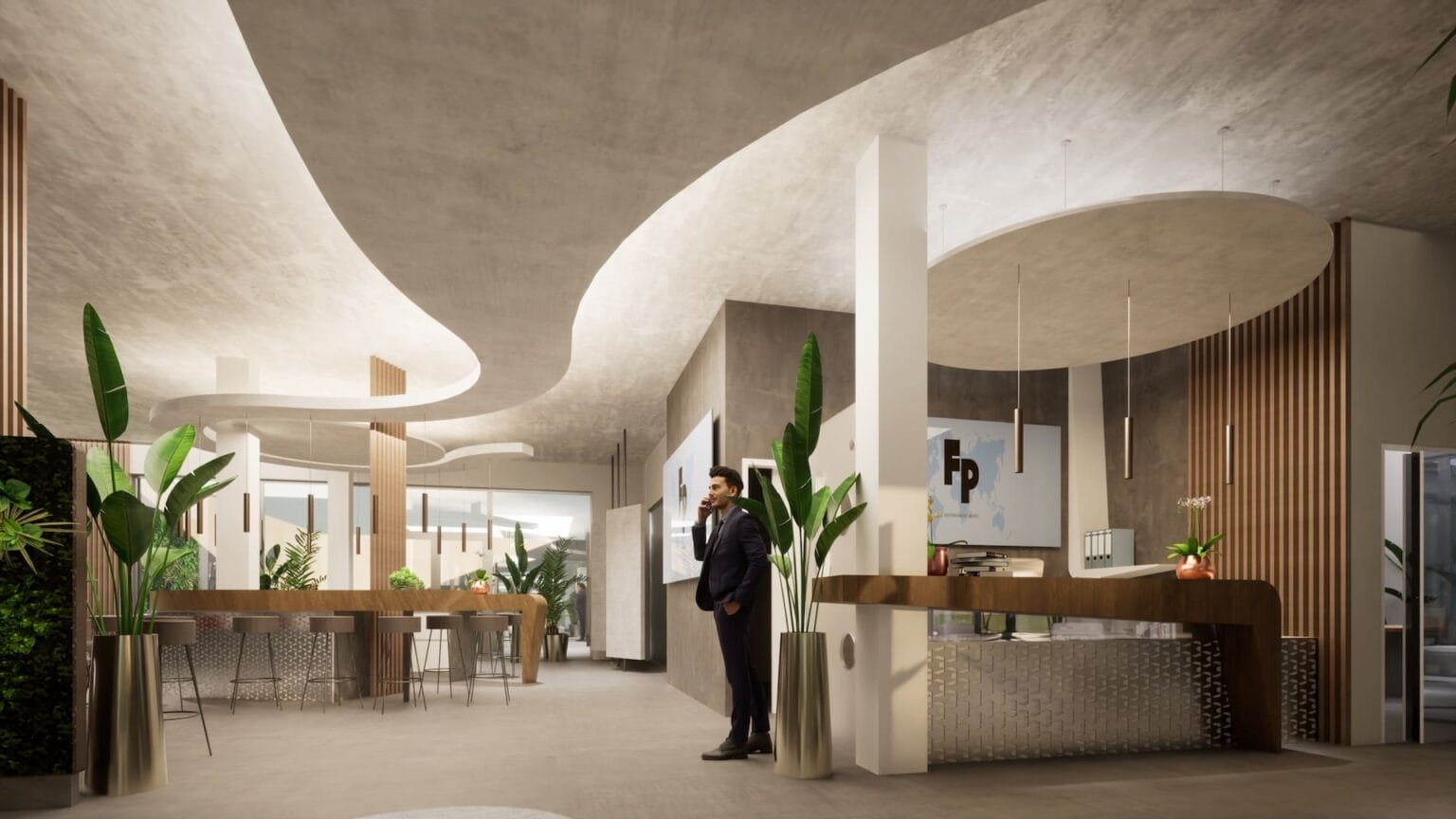 Konzept eines Empfangbereichs mit Begnungszone