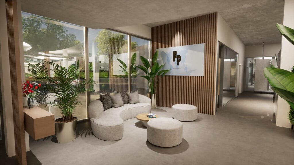 Runde Couch im Wartezimmer eines Unternehmens